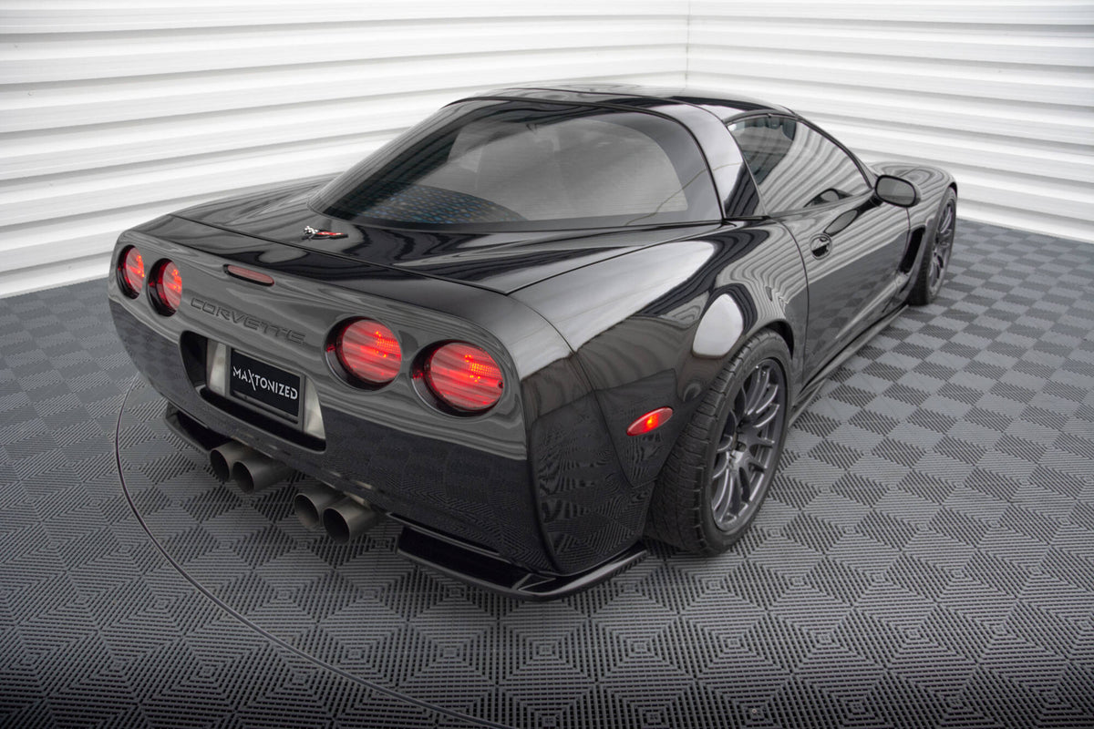 Heck Ansatz Flaps Diffusor passend für Chevrolet Corvette C5 schwarz Hochglanz – Ansicht 4
