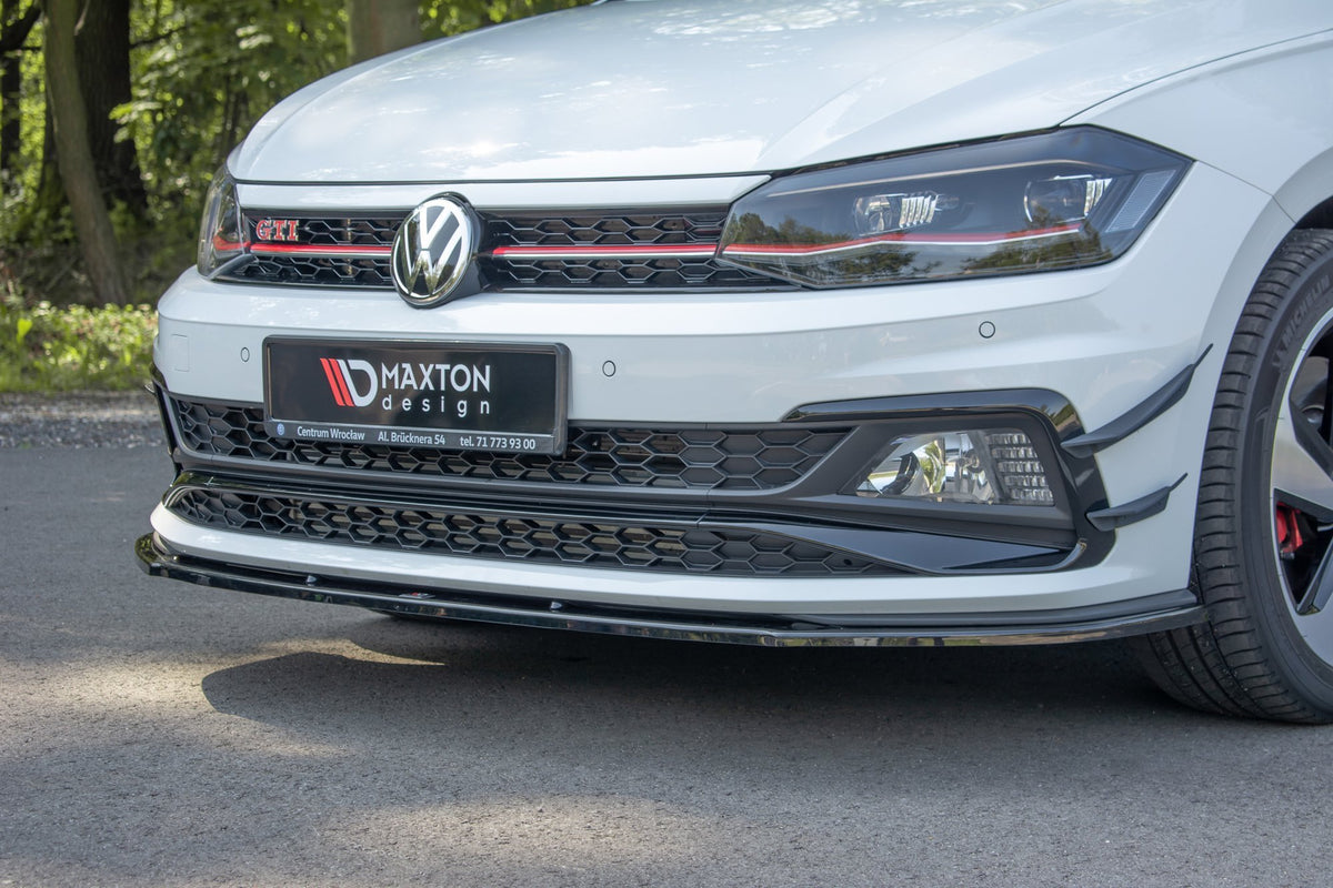 Street+ Spoilerlippe Front Ansatz V.1 passend für VW Polo GTI / R-line Mk6 schwarz Hochglanz – Ansicht 1