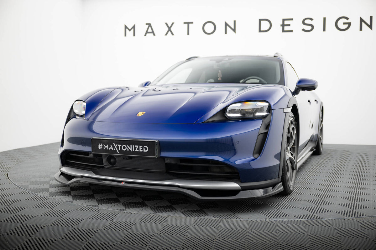 Street+ Spoilerlippe Front Ansatz passend für Porsche Taycan Cross Turismo 4S schwarz Hochglanz – Ansicht 3