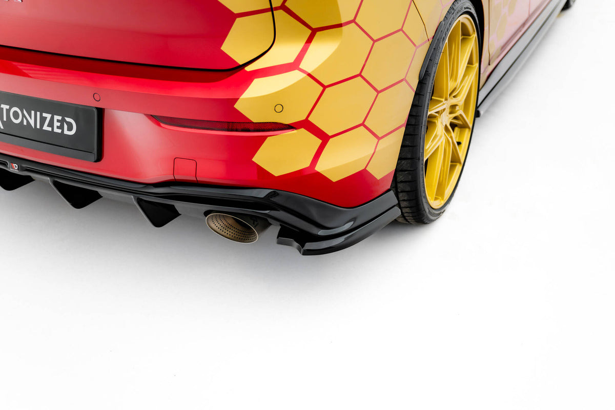 Heck Ansatz Flaps Diffusor V.4 passend für VW Golf GTI Clubsport Mk8 Facelift schwarz Hochglanz – Ansicht 3