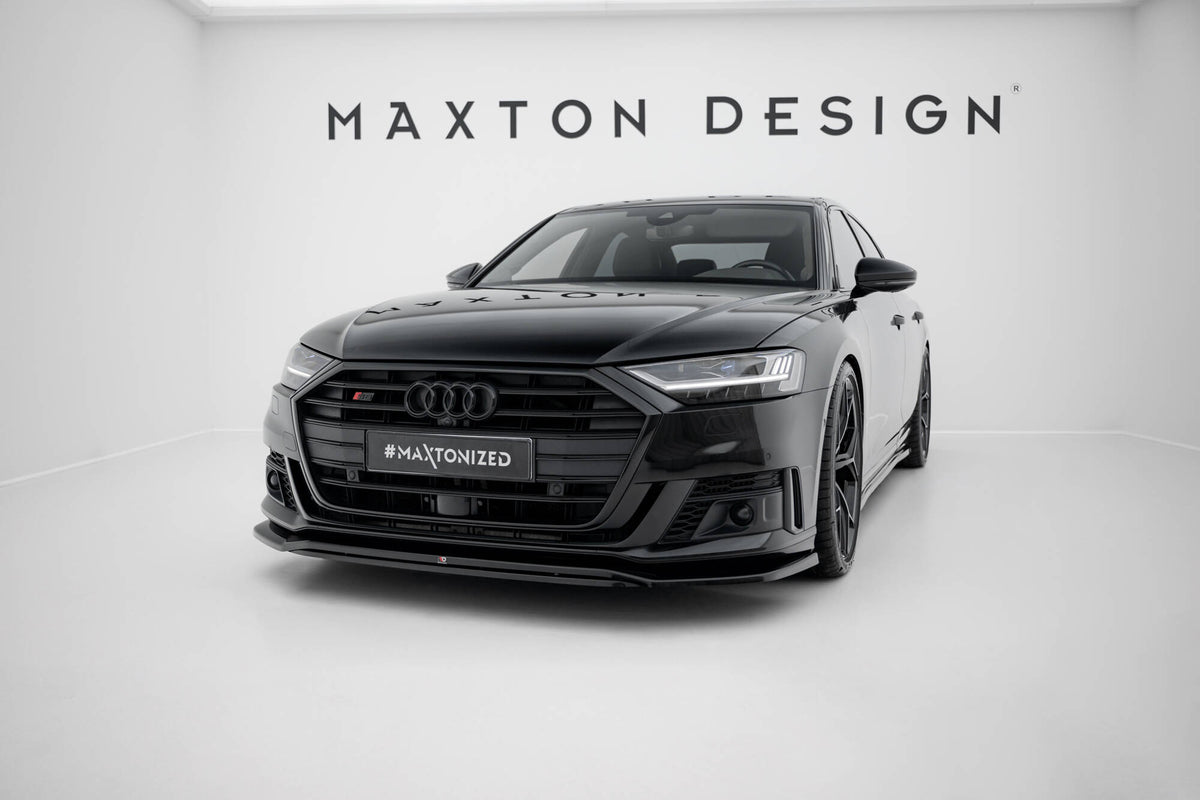 Street+ Spoilerlippe Front Ansatz V.1 passend für Audi S8 / A8 S-Line D5 schwarz Hochglanz – Ansicht 1