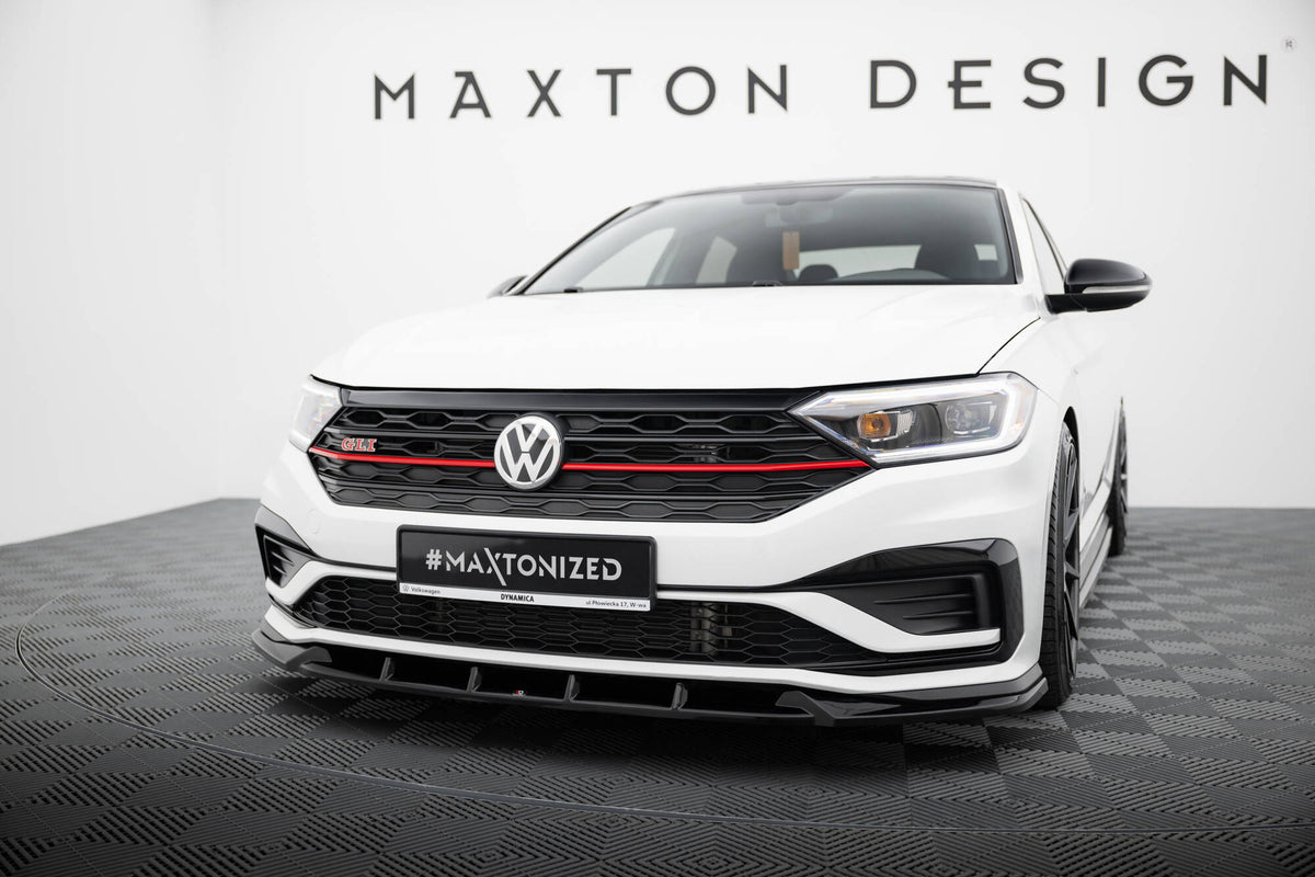 Street+ Spoilerlippe Front Ansatz V.1 passend für VW Jetta GLI Mk7 schwarz Hochglanz – Ansicht 1