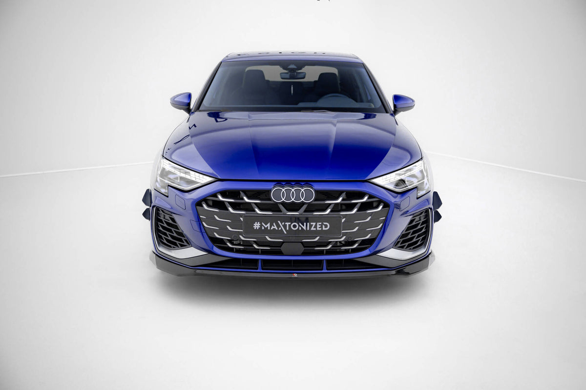 Street+ Spoilerlippe Front Ansatz V.1 passend für Audi A3 S-Line Limousine / S3 Limousine 8Y Facelift schwarz Hochglanz – Ansicht 1