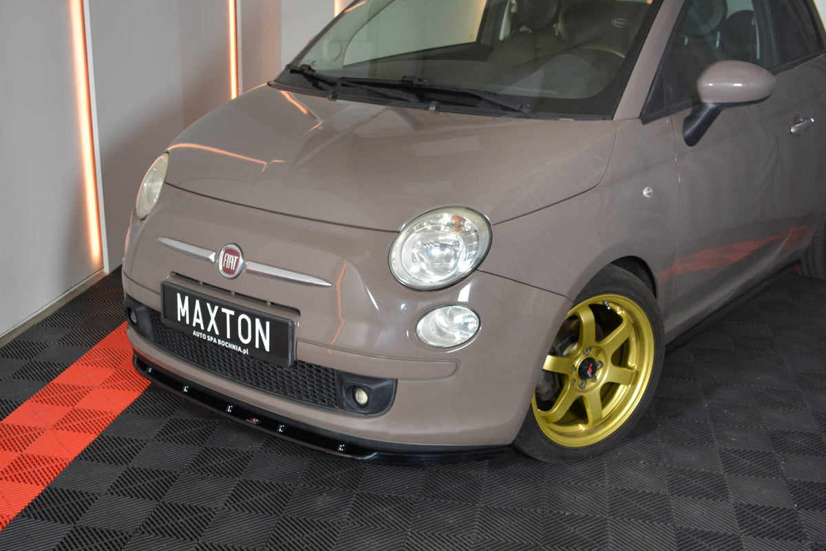Street+ Spoilerlippe Front Ansatz V.1 passend für FIAT 500 HATCHBACK vor Facelift schwarz Hochglanz – Ansicht 4