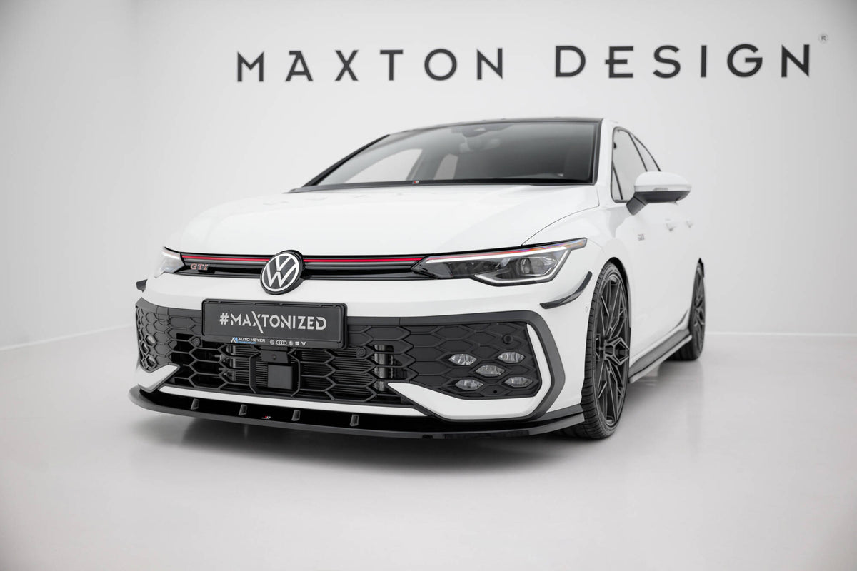Street+ Spoilerlippe Front Ansatz V.1 passend für VW Golf GTI / GTE / R-Line Mk8 Facelift schwarz Hochglanz – Ansicht 4