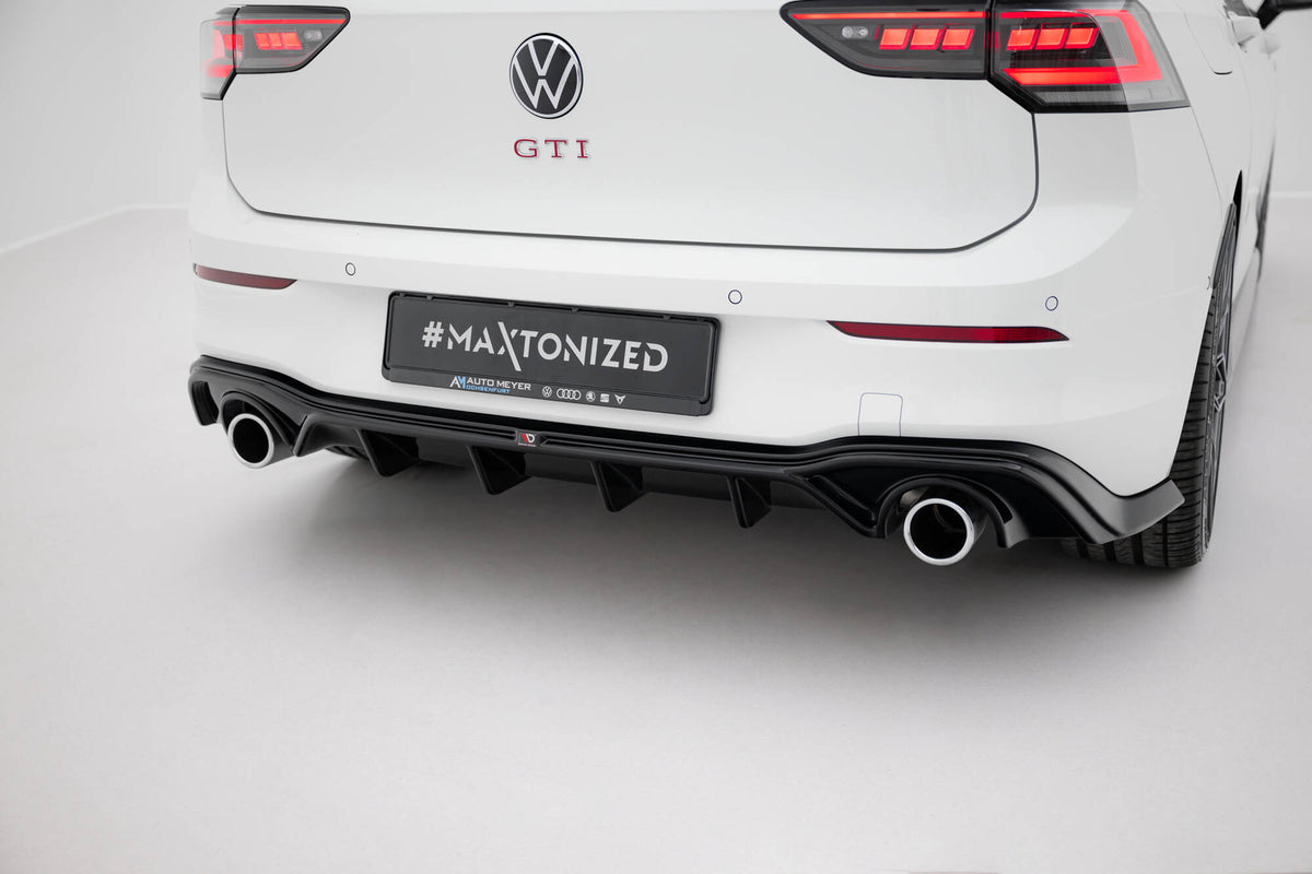 Diffusor Heck Ansatz V.2 passend für VW Golf GTI Mk8 schwarz Hochglanz – Ansicht 1