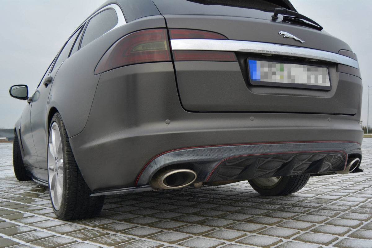 Heck Ansatz Flaps Diffusor passend für JAGUAR XF (X250) MK1 SPORTBRAKE S-PACK schwarz Hochglanz – Ansicht 3