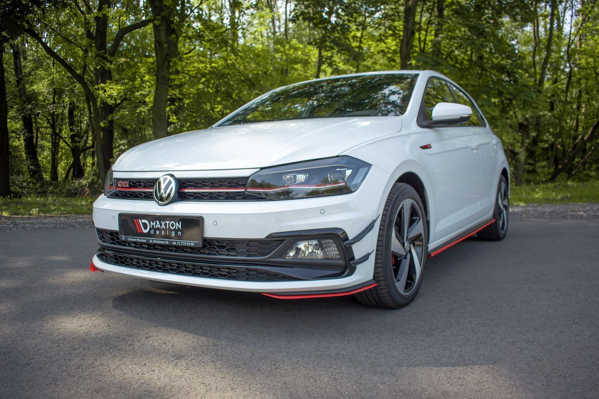 Street+ Spoilerlippe Front Ansatz passend für Seite VW Polo GTI / R-line Mk6 schwarz Hochglanz – Ansicht 5