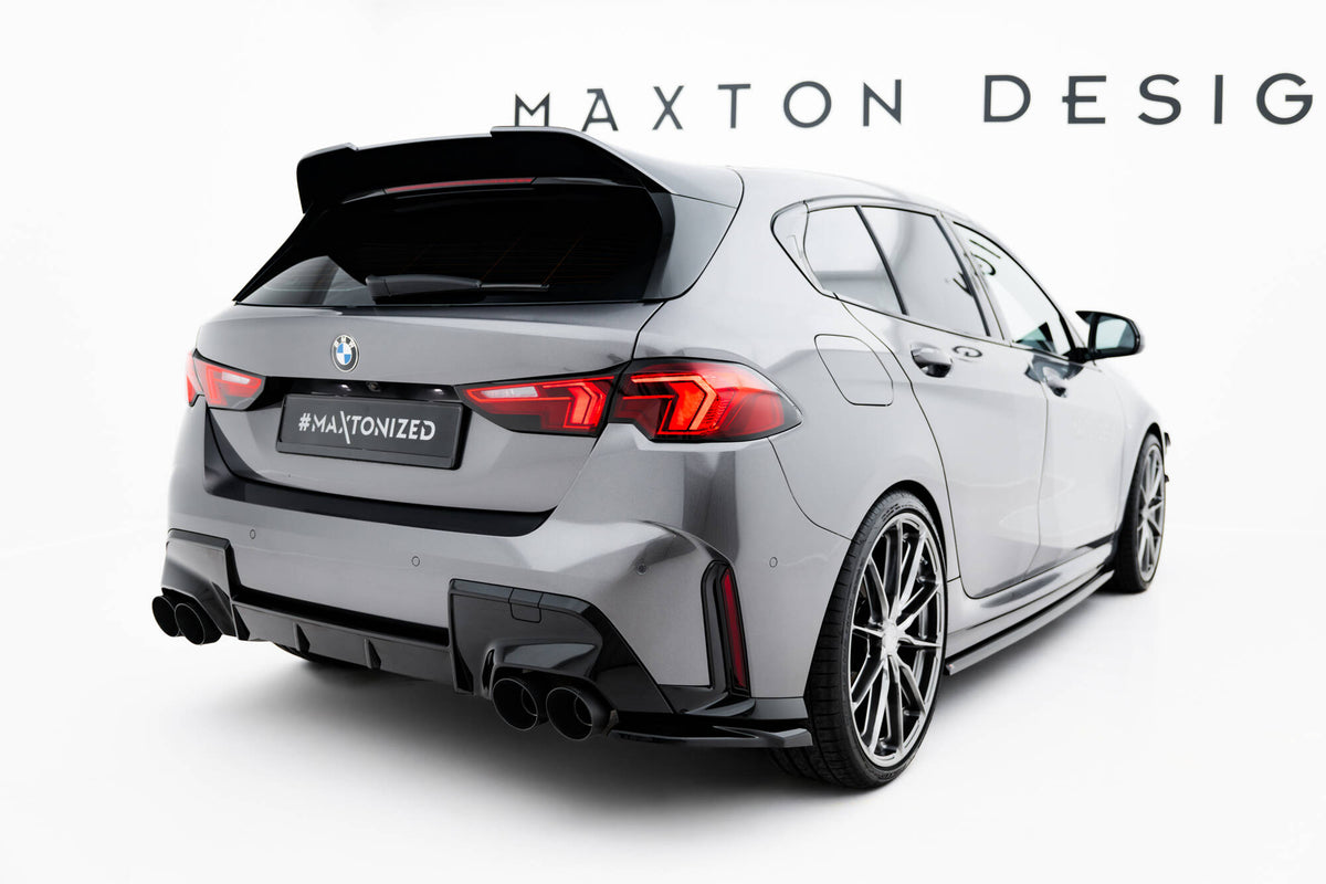 Heck Ansatz Flaps Diffusor V.4 passend für BMW M135i F70 schwarz Hochglanz – Ansicht 1