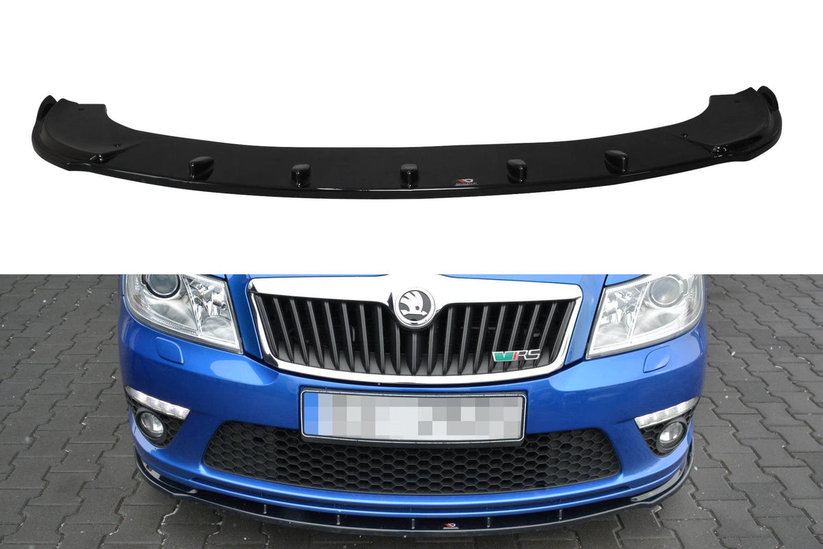 Street+ Spoilerlippe Front Ansatz V.1 passend für Skoda Octavia RS Mk2 FL schwarz Hochglanz – Ansicht 2
