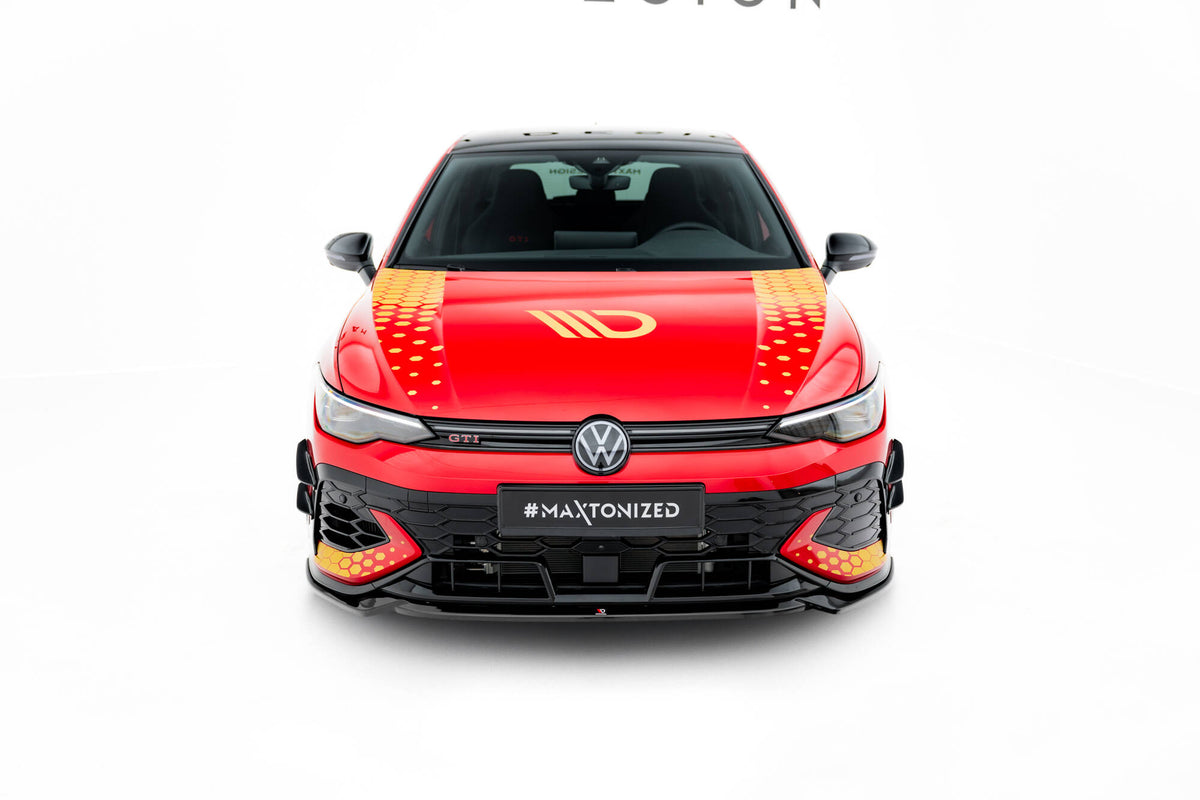Street+ Spoilerlippe Front Ansatz V.4 passend für VW Golf GTI Clubsport Mk8 Facelift schwarz Hochglanz – Ansicht 1