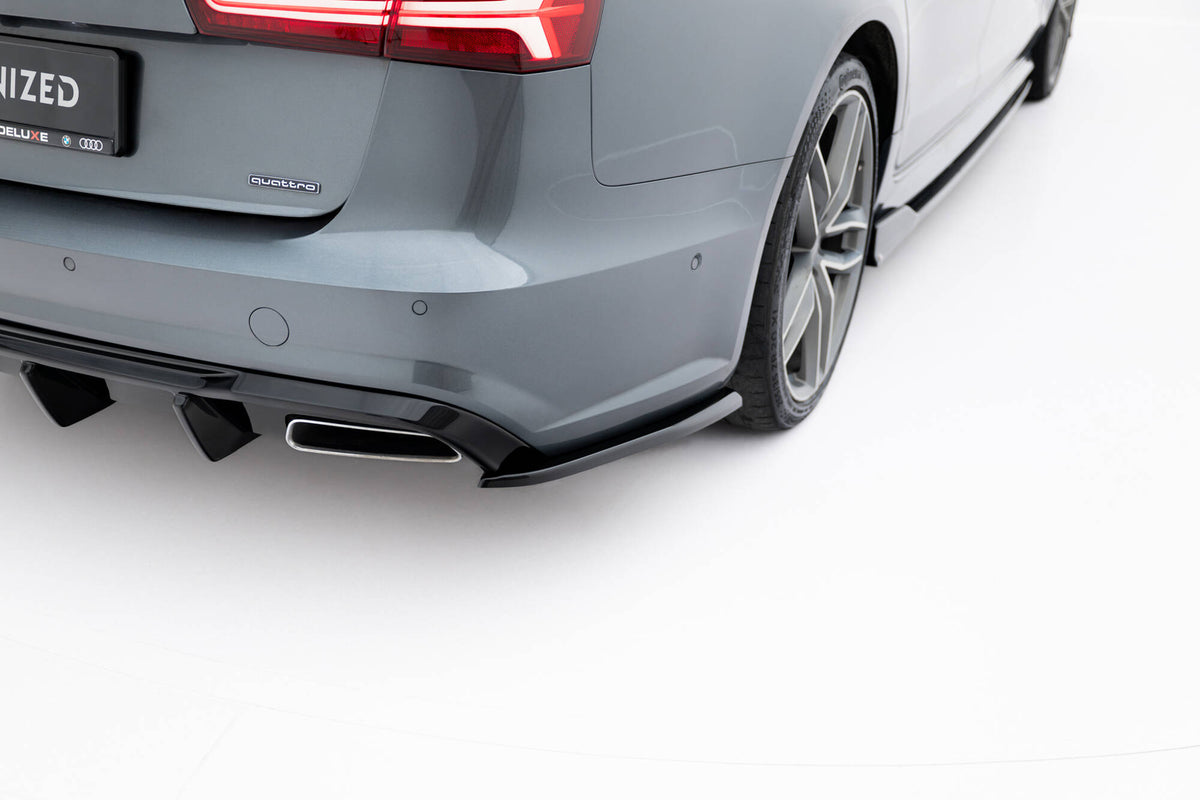 Heck Ansatz Flaps Diffusor V.3 passend für Audi S6 / A6 S-Line / A6 C7 FL  schwarz Hochglanz – Ansicht 3