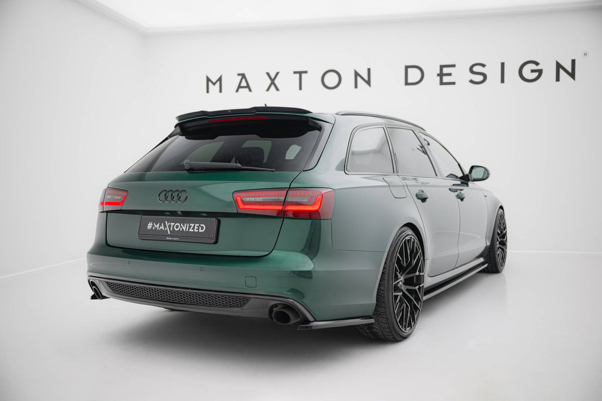 Heck Ansatz Flaps Diffusor V.2 passend für Audi A6 S-line Avant C7  schwarz Hochglanz – Ansicht 3