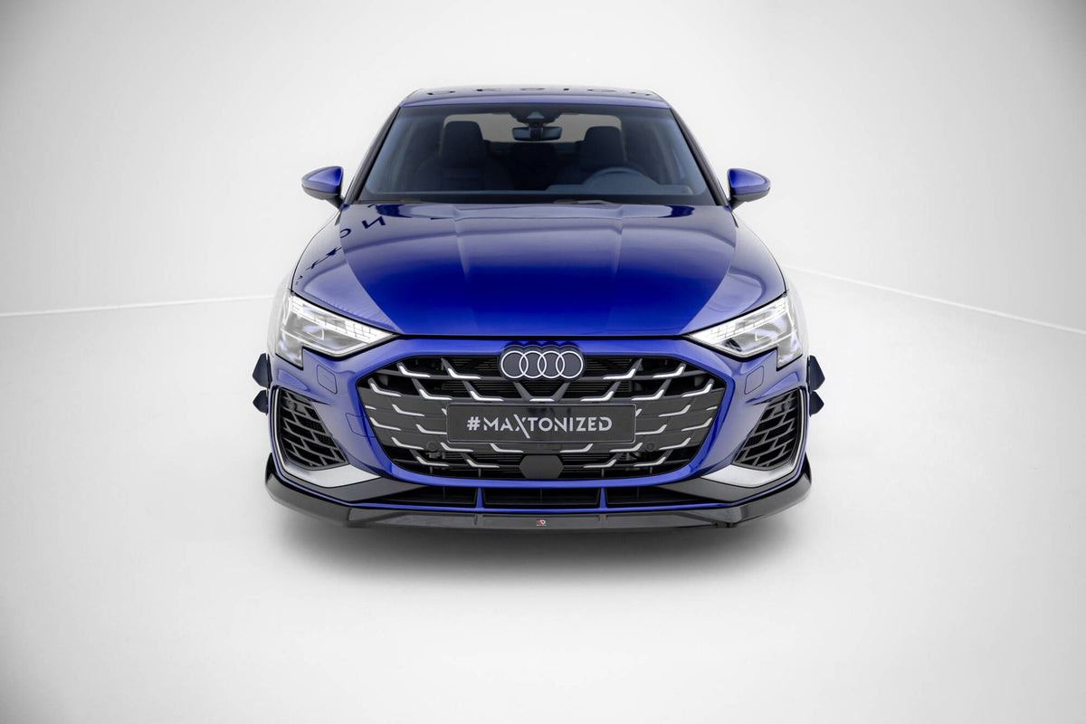 Street+ Spoilerlippe Front Ansatz V.3 passend für Audi A3 S-Line Limousine / S3 Limousine 8Y Facelift schwarz Hochglanz – Ansicht 1