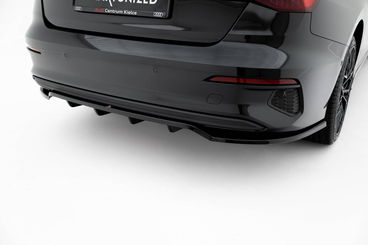Street+ Mittlerer Diffusor RACE passend für Audi A3 Limousine 8Y schwarz Hochglanz – Ansicht 1