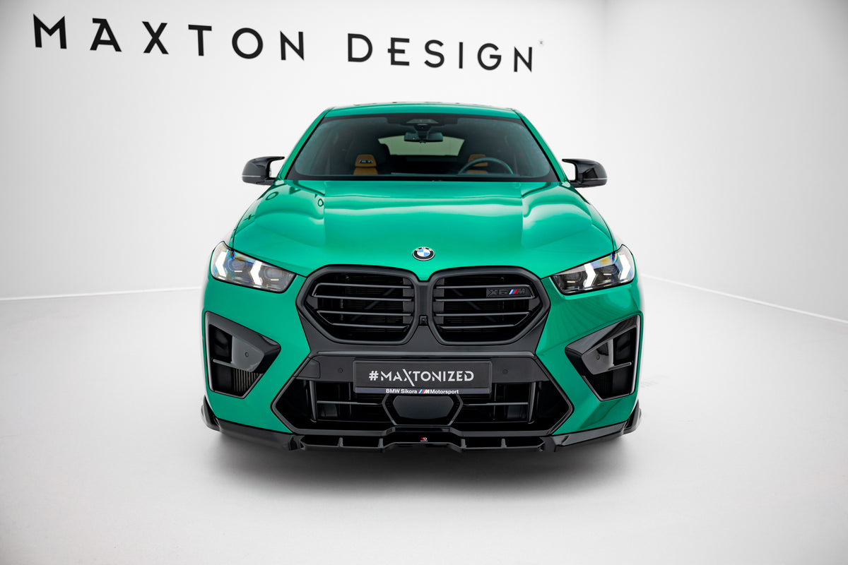 Street+ Spoilerlippe Front Ansatz V.1 passend für BMW X6 M F96 Facelift schwarz Hochglanz – Ansicht 1