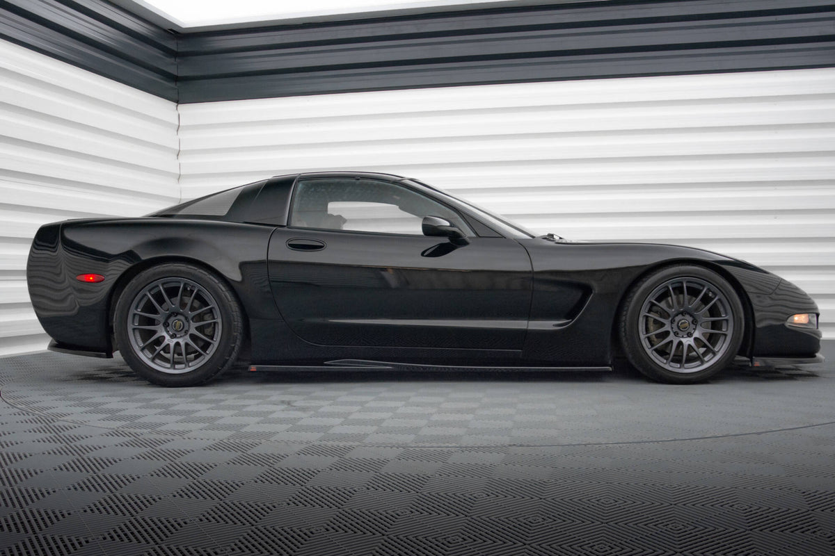 Street+ Seitenschweller Leisten passend für Chevrolet Corvette C5 schwarz Hochglanz – Ansicht 1