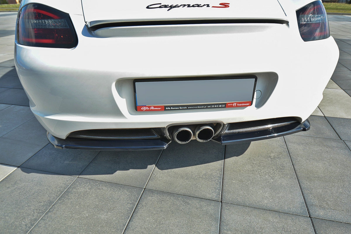 Heck Ansatz Flaps Diffusor passend für PORSCHE CAYMAN S 987C  schwarz Hochglanz – Ansicht 2