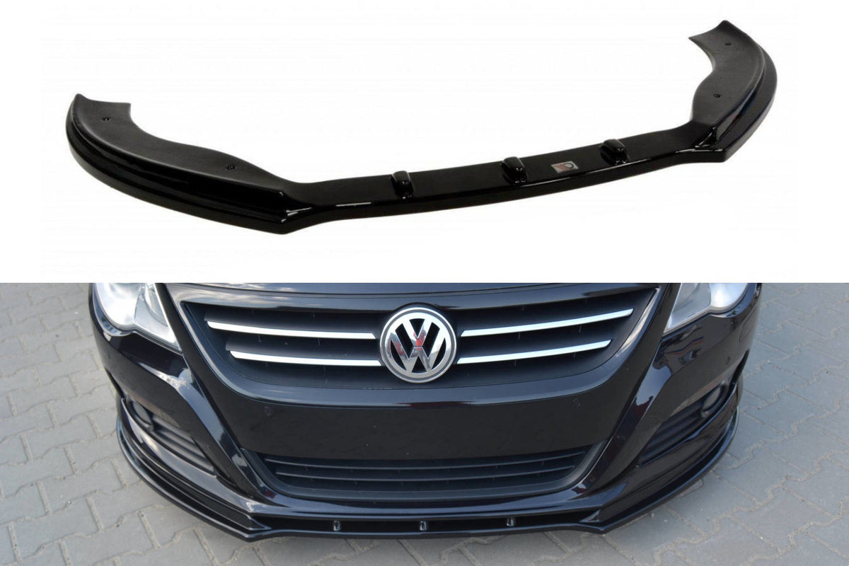 Street+ Spoilerlippe Front Ansatz V.1 passend für VW PASSAT CC vor Facelift, STANDARD STOßSTANGE schwarz Hochglanz – Ansicht 2