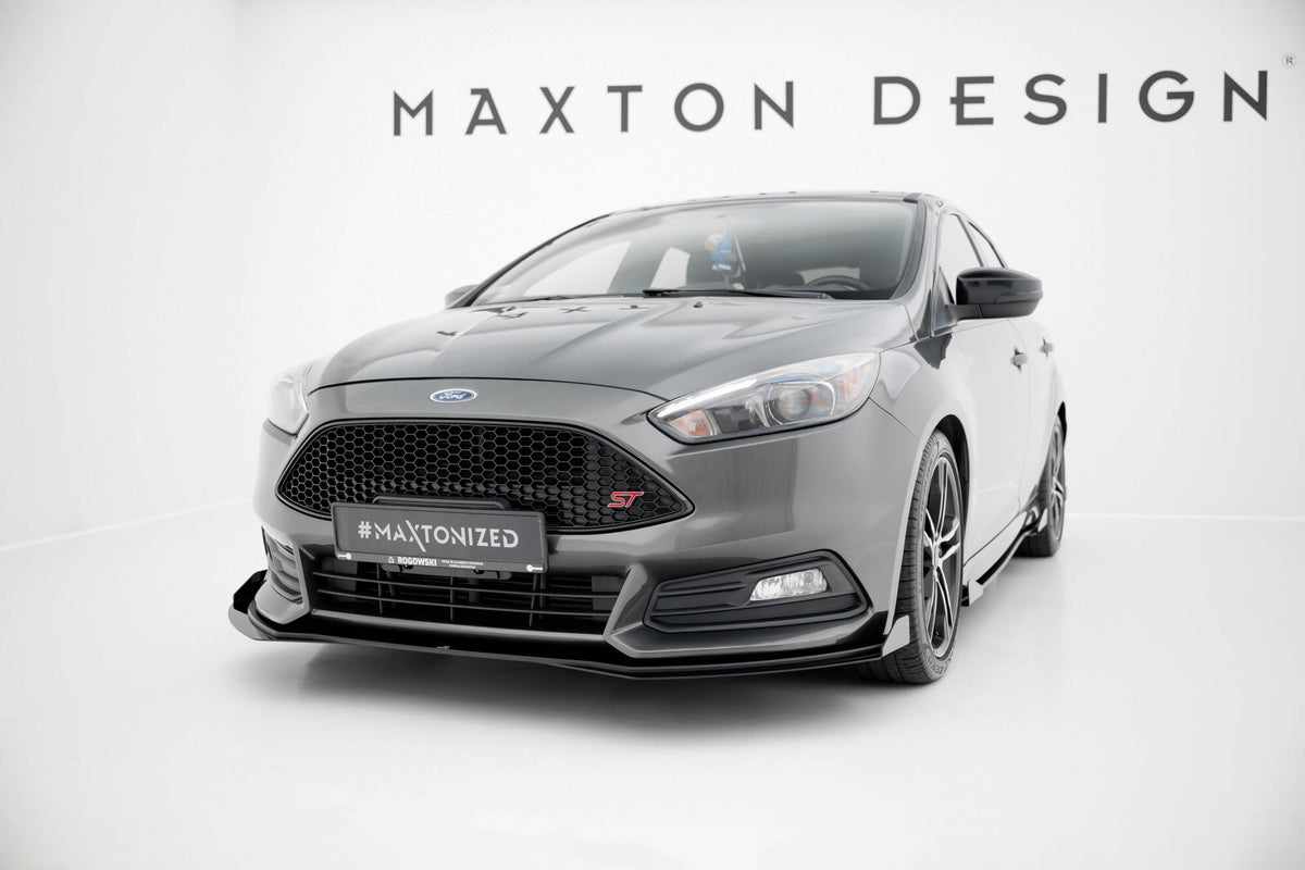 Front Stoßstange Flaps passend für Ford Focus ST Mk3 Facelift schwarz Hochglanz – Ansicht 3