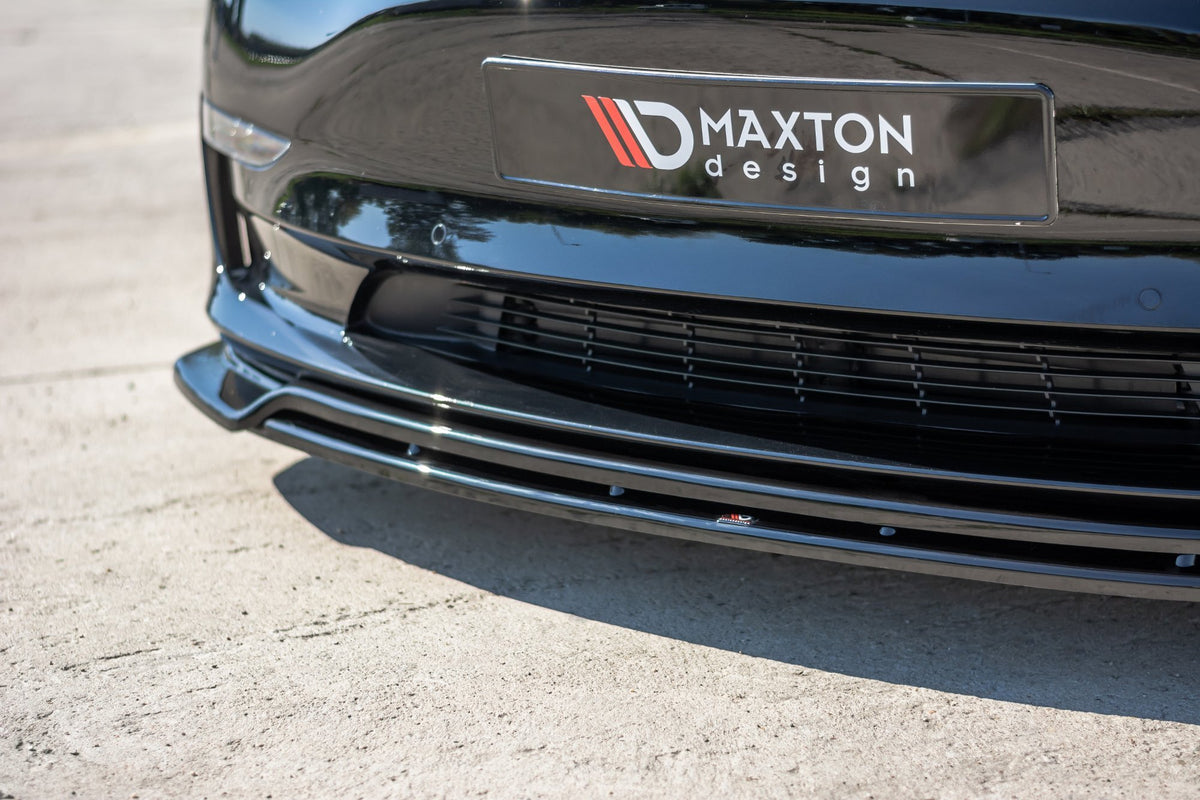 Street+ Spoilerlippe Front Ansatz V.2 passend für Tesla Model 3 schwarz Hochglanz – Ansicht 4
