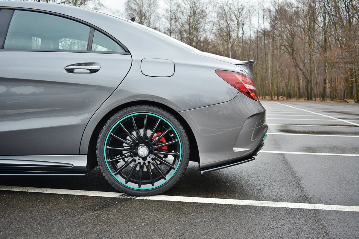 Heck Ansatz Flaps Diffusor passend für Mercedes-Benz CLA AMG-Line C117  schwarz Hochglanz – Ansicht 3