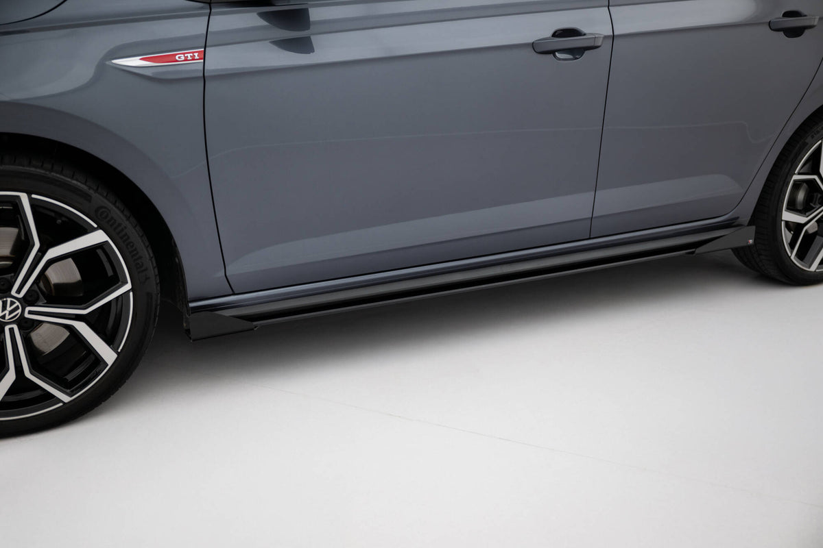 Street Pro Street+ Seitenschweller Leisten + Flaps passend für VW Polo GTI Mk6 Facelift schwarz Hochglanz – Ansicht 3