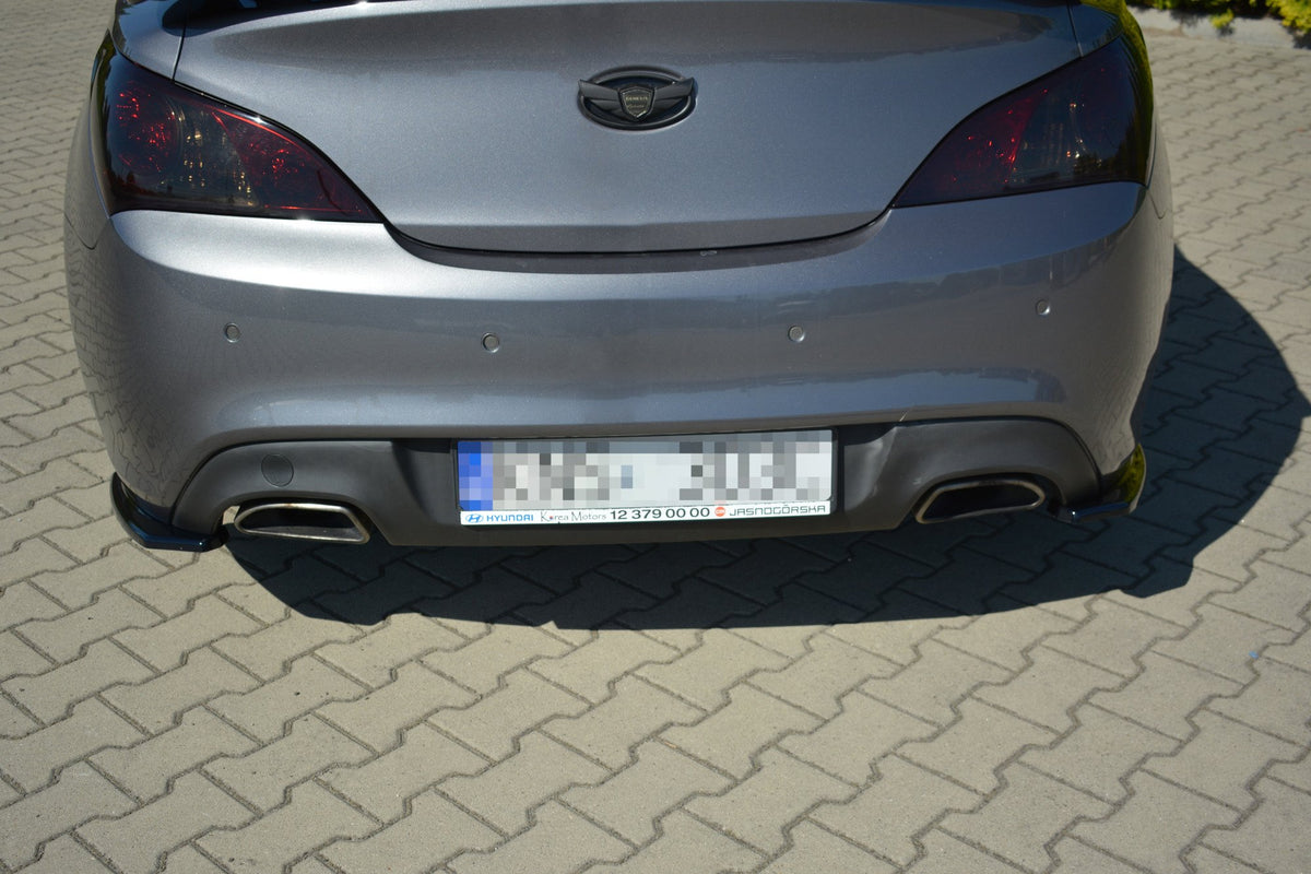 Heck Ansatz Flaps Diffusor passend für Hyundai Genesis Coupe Mk1 schwarz Hochglanz – Ansicht 1