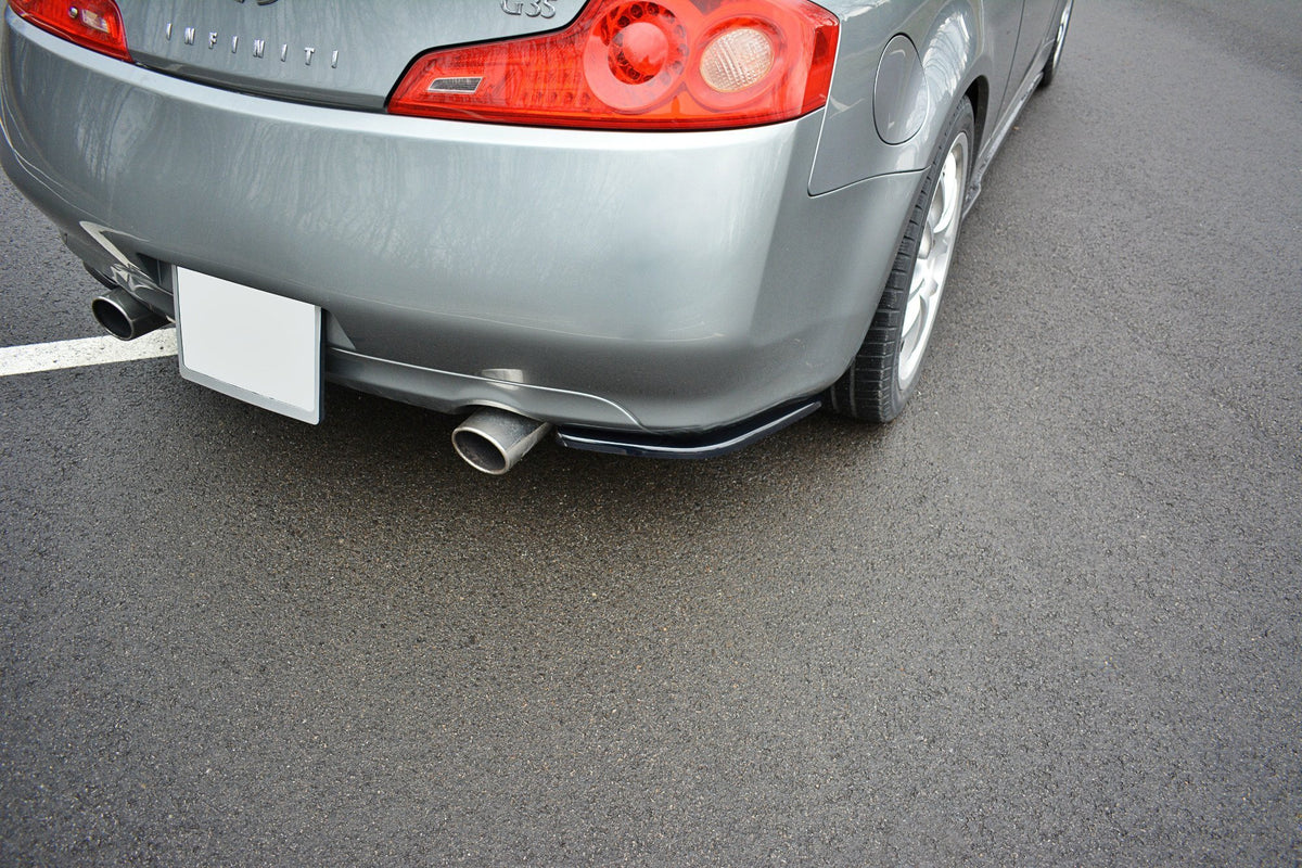 Heck Ansatz Flaps Diffusor passend für Infiniti G35 Coupe schwarz Hochglanz – Ansicht 1