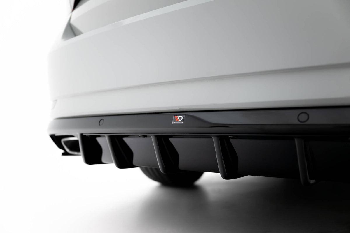 Diffusor Heck Ansatz V.2 passend für Skoda Superb Liftback / Combi  Mk3 schwarz Hochglanz – Ansicht 4