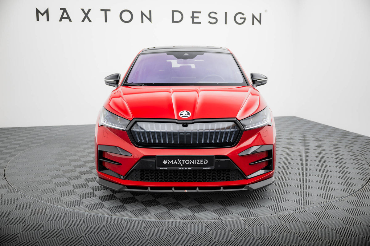 Street+ Spoilerlippe Front Ansatz passend für Skoda Enyaq Coupe iV RS  schwarz Hochglanz – Ansicht 1