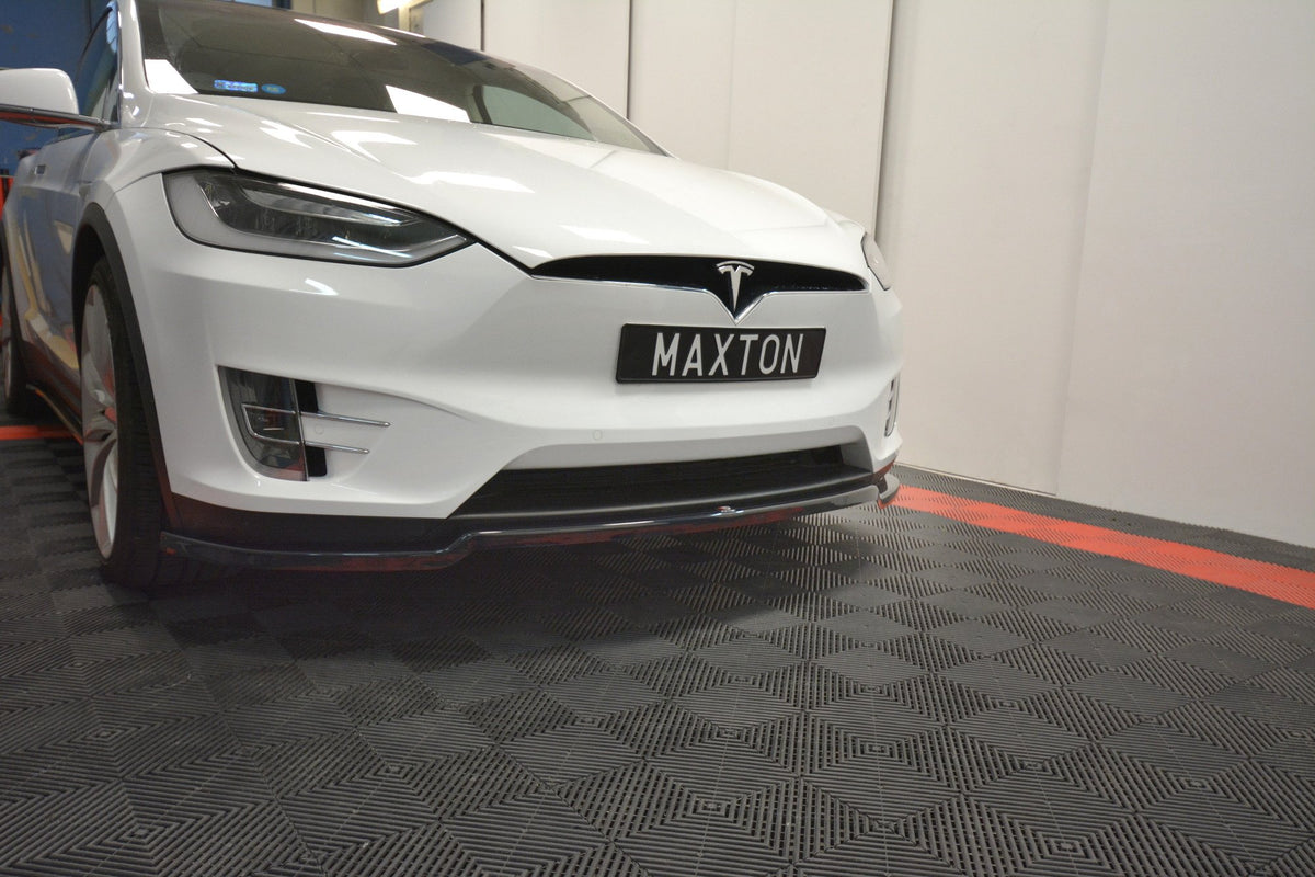 Street+ Spoilerlippe Front Ansatz V.1 passend für TESLA MODEL X schwarz Hochglanz – Ansicht 1