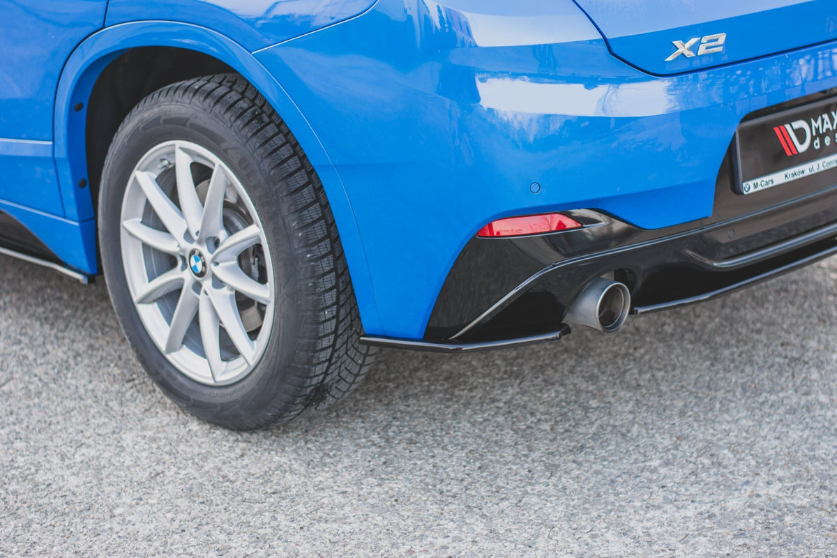 Heck Ansatz Flaps Diffusor passend für BMW X2 F39 M-Paket schwarz Hochglanz – Ansicht 3