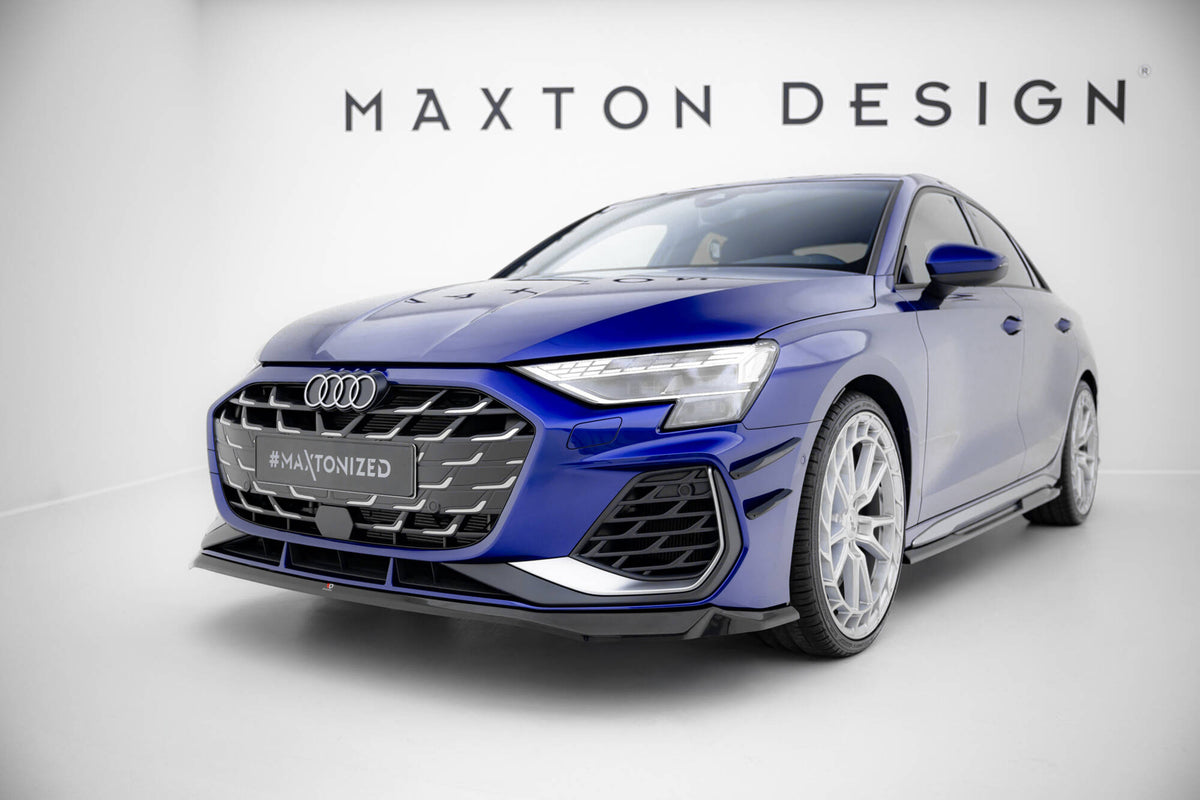 Street+ Spoilerlippe Front Ansatz V.1 passend für Audi A3 S-Line Limousine / S3 Limousine 8Y Facelift schwarz Hochglanz – Ansicht 4