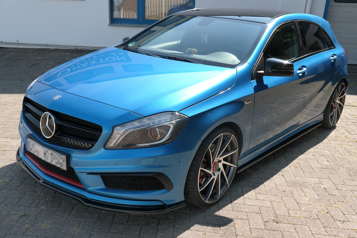 Street+ Spoilerlippe Front Ansatz passend für Mercedes W176 AMG-LINE vor Facelift schwarz Hochglanz – Ansicht 3