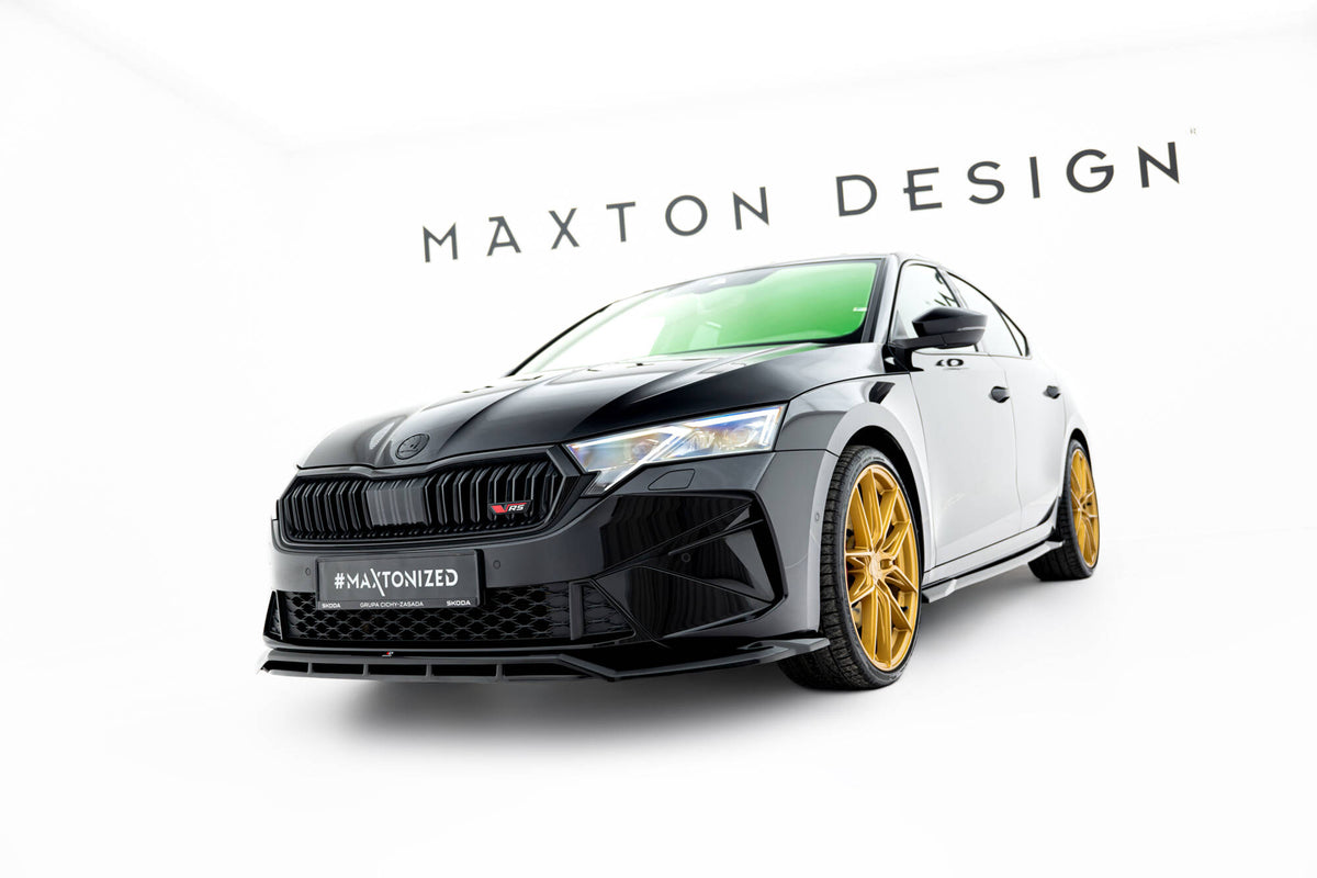 Street+ Spoilerlippe Front Ansatz V.1 passend für Skoda Octavia RS Liftback / Combi Mk4 Facelift schwarz Hochglanz – Ansicht 4