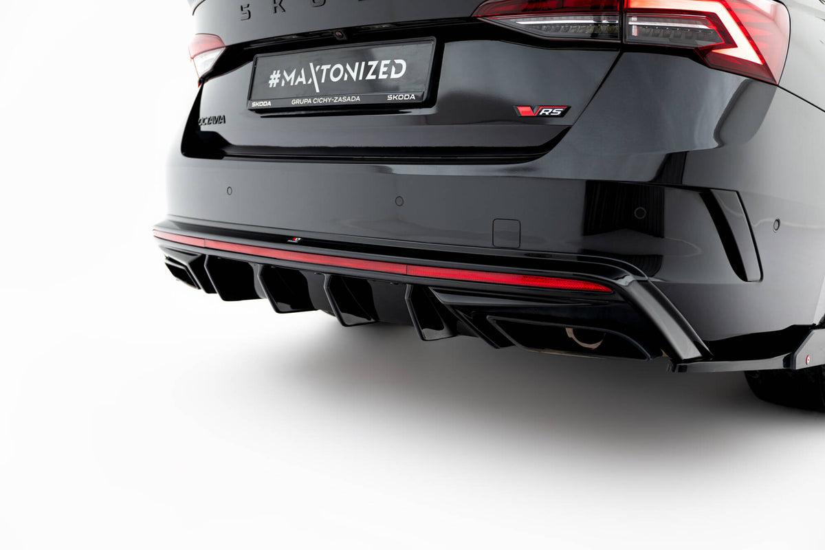 Diffusor Heck Ansatz passend für Skoda Octavia RS Liftback / Combi Mk4 Facelift schwarz Hochglanz – Ansicht 3