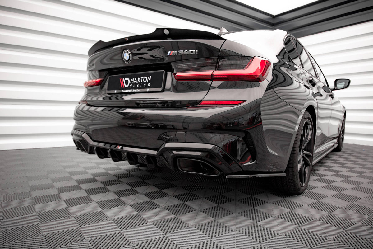 Heck Ansatz Flaps Diffusor V.3 passend für BMW M340i / M-Paket G20 / G21 schwarz Hochglanz – Ansicht 1