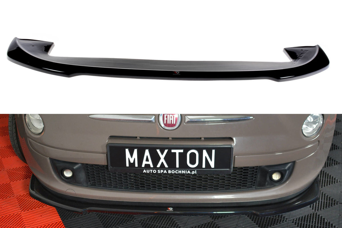 Street+ Spoilerlippe Front Ansatz V.2 passend für FIAT 500 HATCHBACK vor Facelift schwarz Hochglanz – Ansicht 2