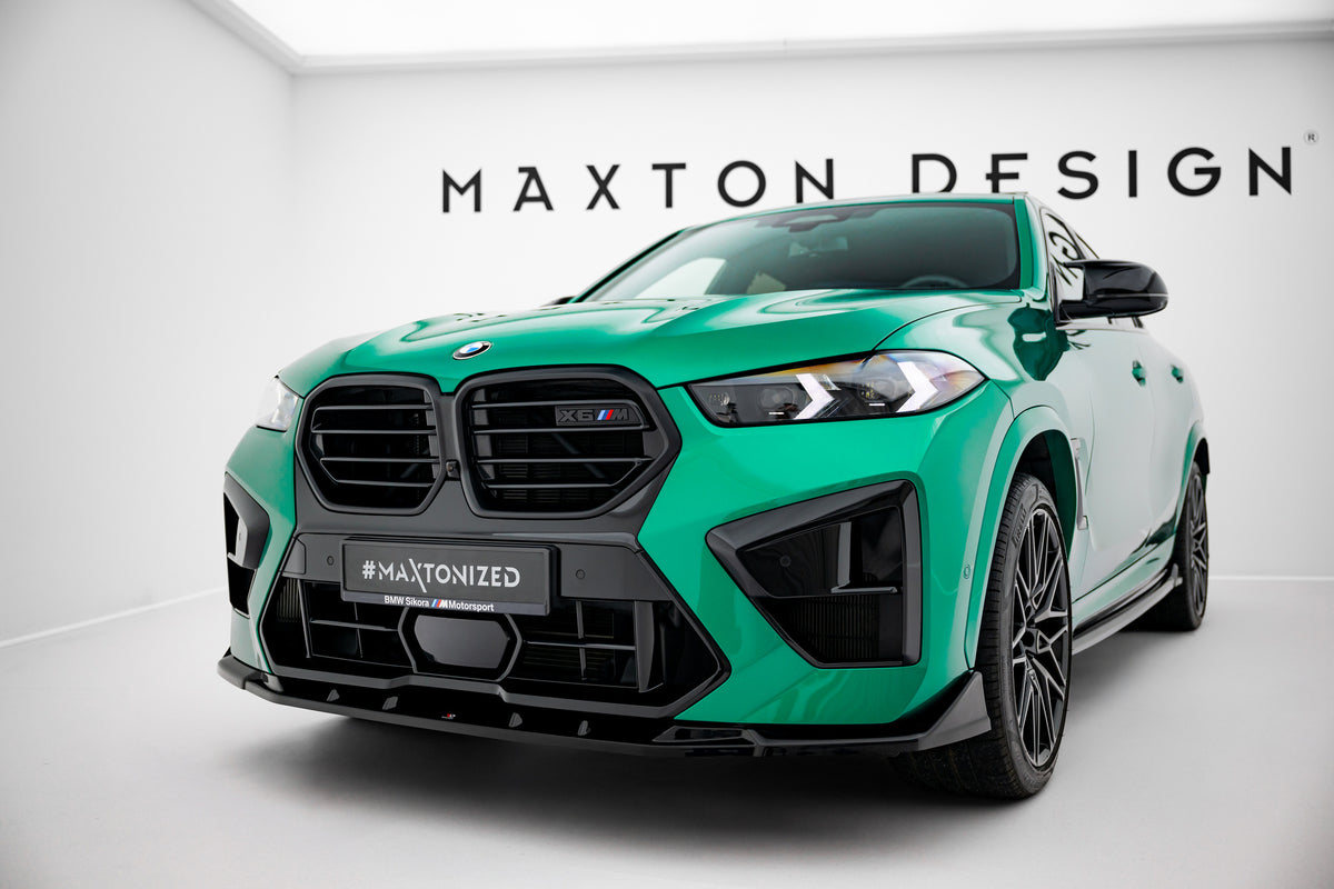 Street+ Spoilerlippe Front Ansatz V.2 passend für BMW X6 M F96 Facelift schwarz Hochglanz – Ansicht 3
