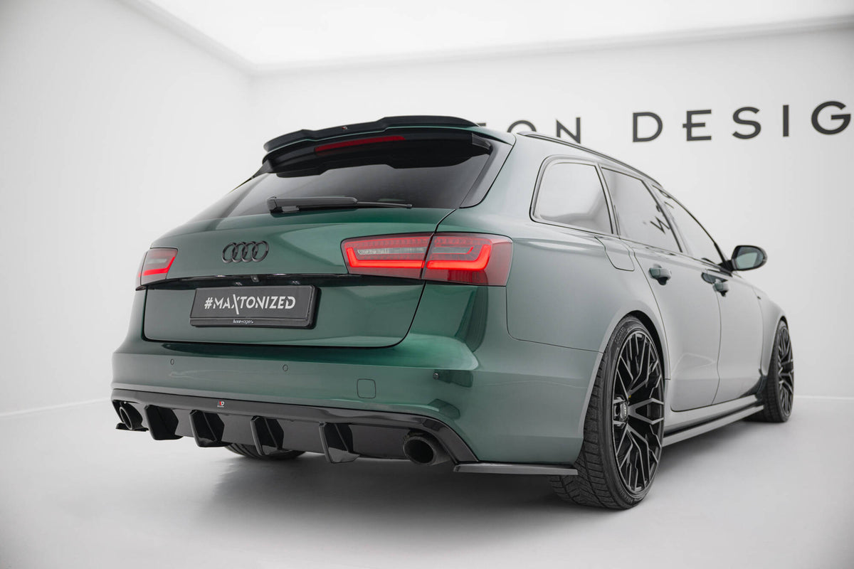 Heck Ansatz Flaps Diffusor V.3 passend für Audi A6 S-line Avant C7  schwarz Hochglanz – Ansicht 1
