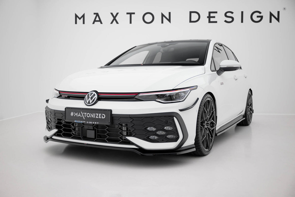 Street+ Spoilerlippe Front Ansatz V.3 passend für VW Golf GTI / GTE / R-Line Mk8 Facelift schwarz Hochglanz – Ansicht 3