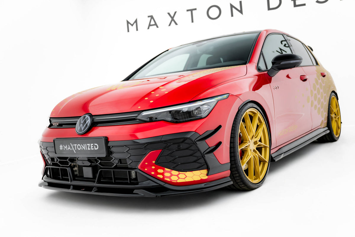 Street+ Spoilerlippe Front Ansatz V.1 passend für VW Golf GTI Clubsport Mk8 Facelift schwarz Hochglanz – Ansicht 4