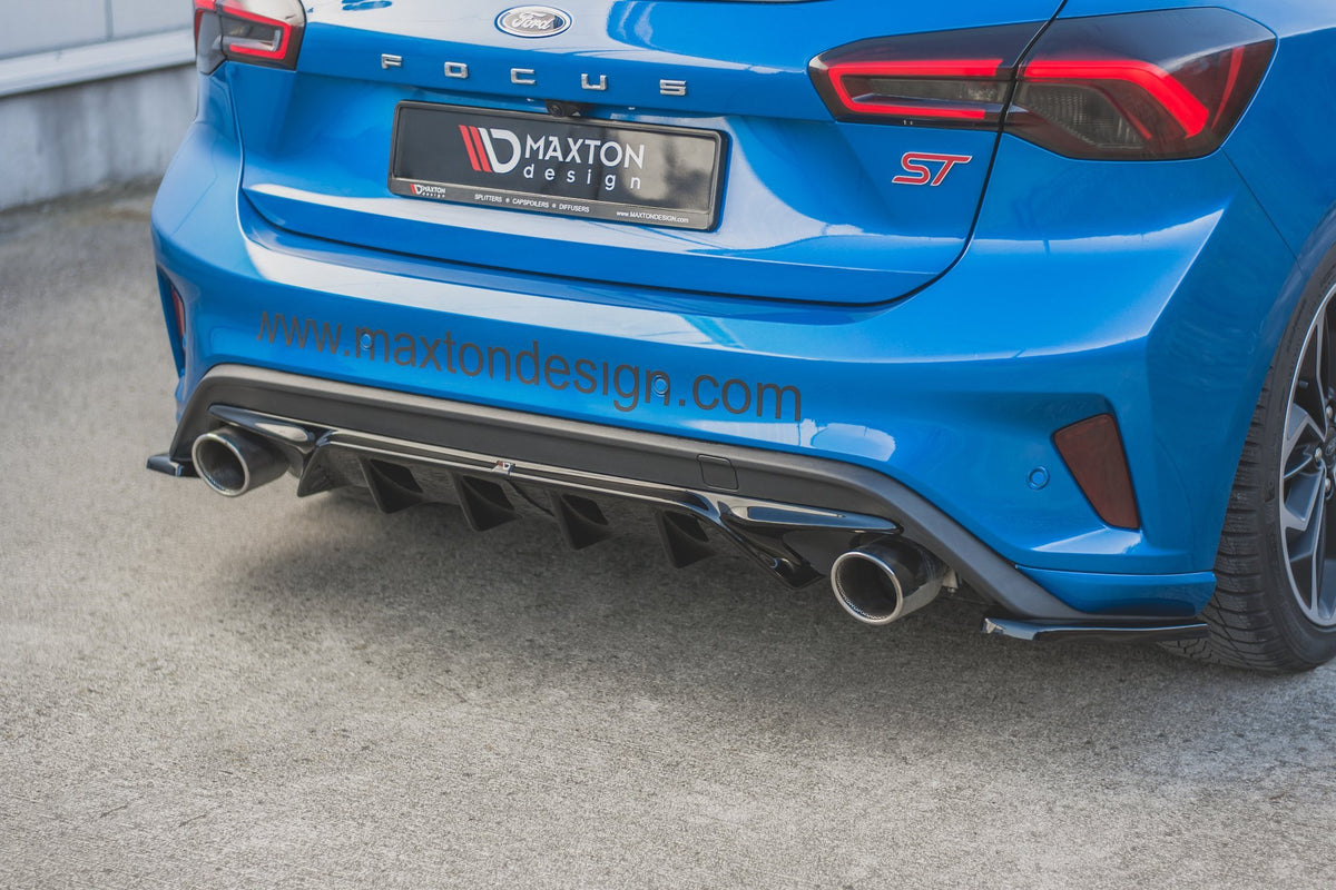 Diffusor Heck Ansatz V.2 passend für Ford Focus Hatchback ST Mk4  schwarz Hochglanz – Ansicht 7