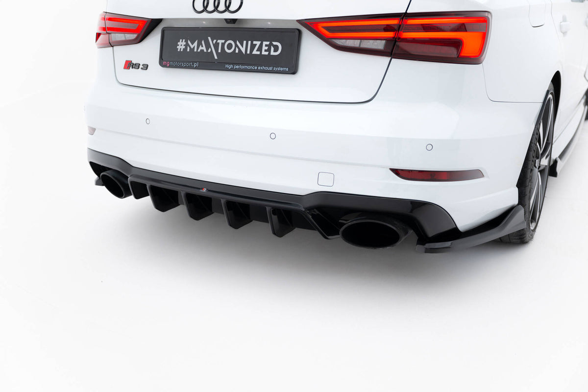 Diffusor Heck Ansatz V.2 passend für Audi RS3 Limousine 8V Facelift schwarz Hochglanz – Ansicht 4