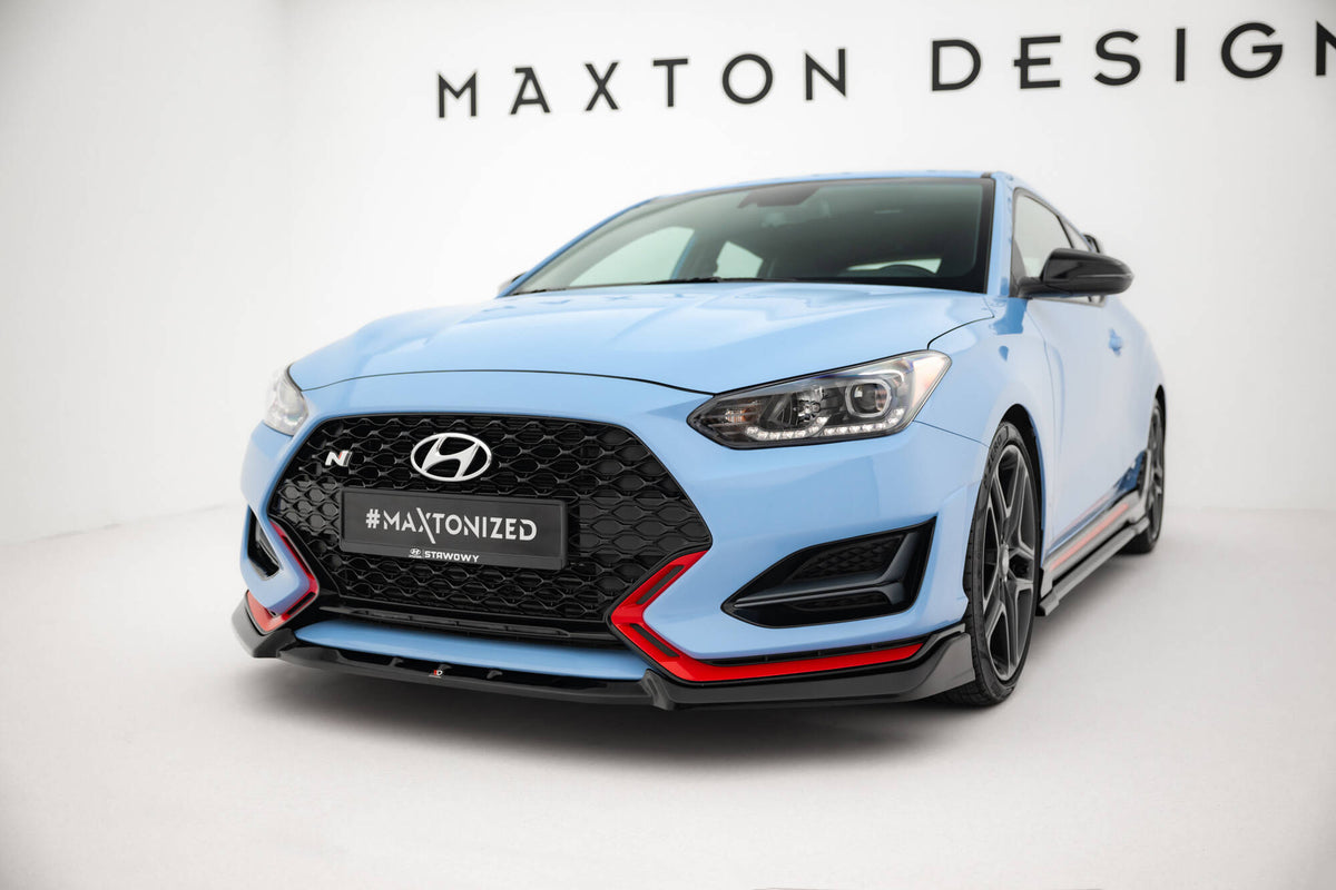 Street+ Spoilerlippe Front Ansatz V.2 passend für Hyundai Veloster N Mk2 schwarz Hochglanz – Ansicht 4