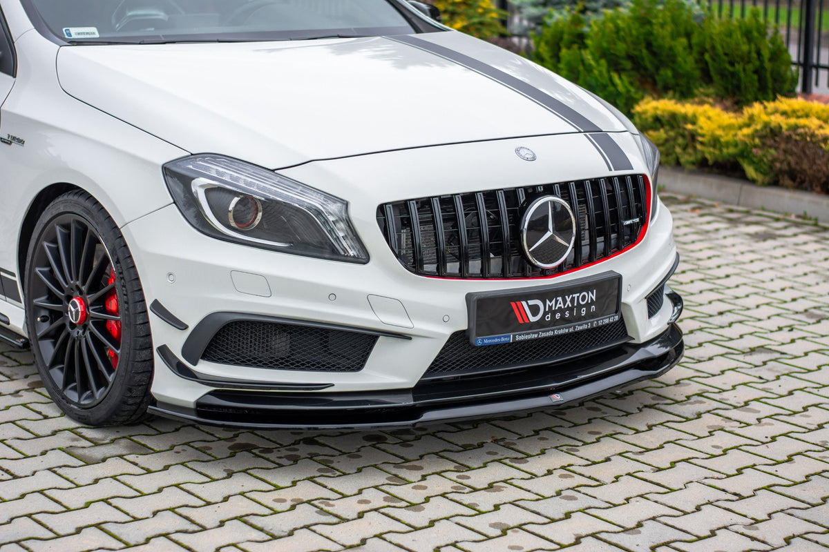 Street+ Spoilerlippe Front Ansatz passend für Mercedes A45 AMG W176 schwarz Hochglanz – Ansicht 1