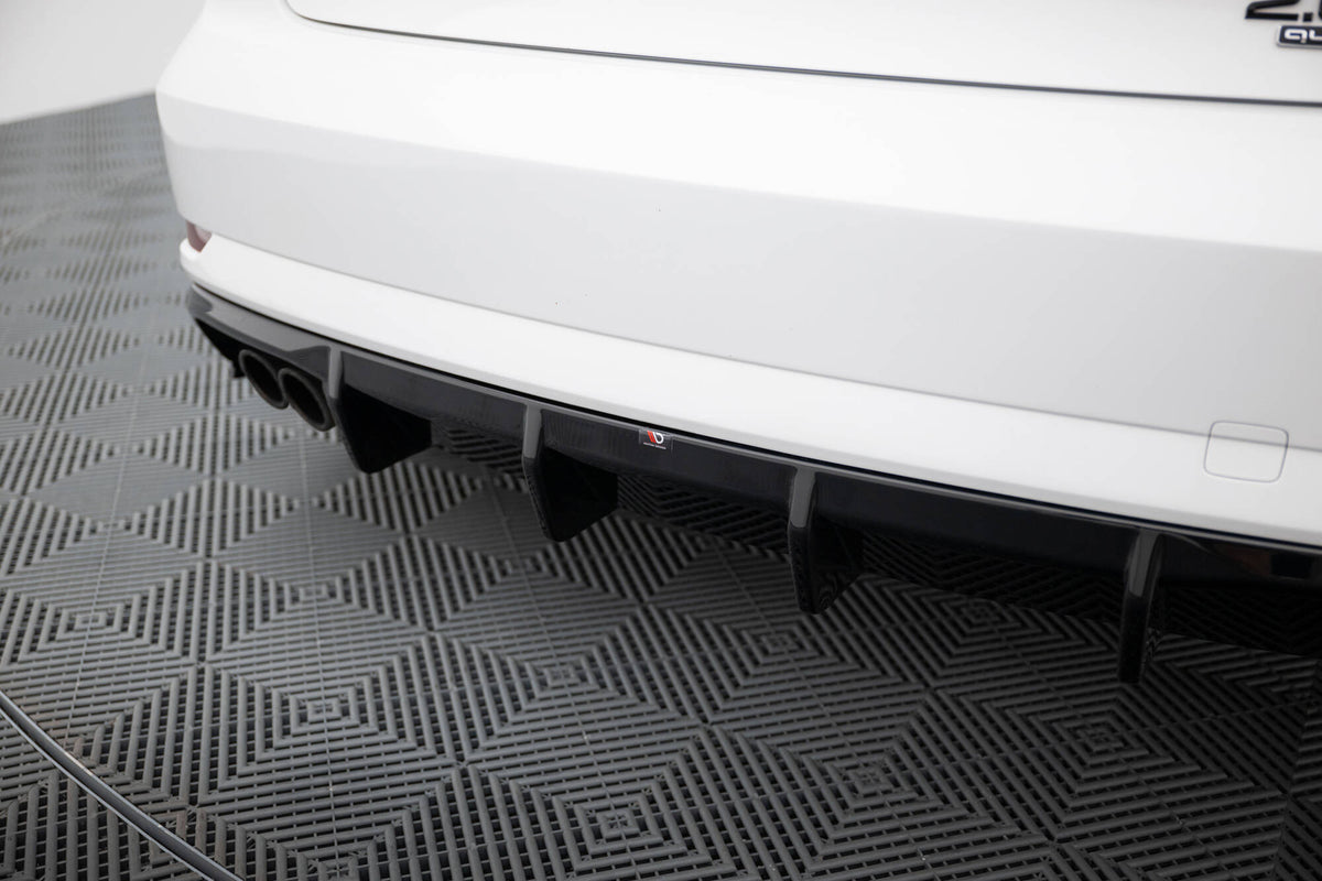 Diffusor Heck Ansatz passend für Audi A3 Limousine 8V Facelift (Doppelauspuff li.endrohr) – Ansicht 3
