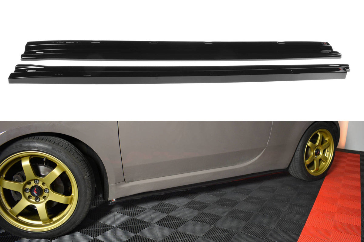 Street+ Seitenschweller Leisten passend für Fiat 500  schwarz Hochglanz – Ansicht 2