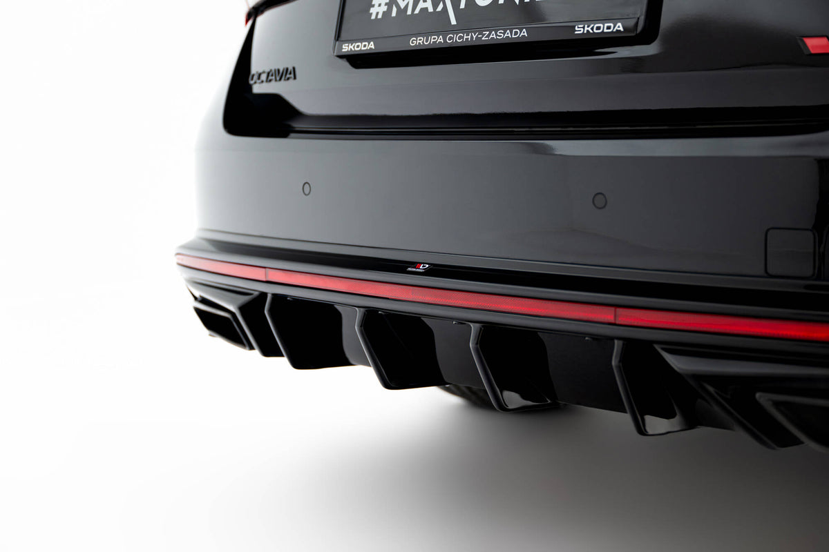 Diffusor Heck Ansatz passend für Skoda Octavia RS Liftback / Combi Mk4 Facelift schwarz Hochglanz – Ansicht 4